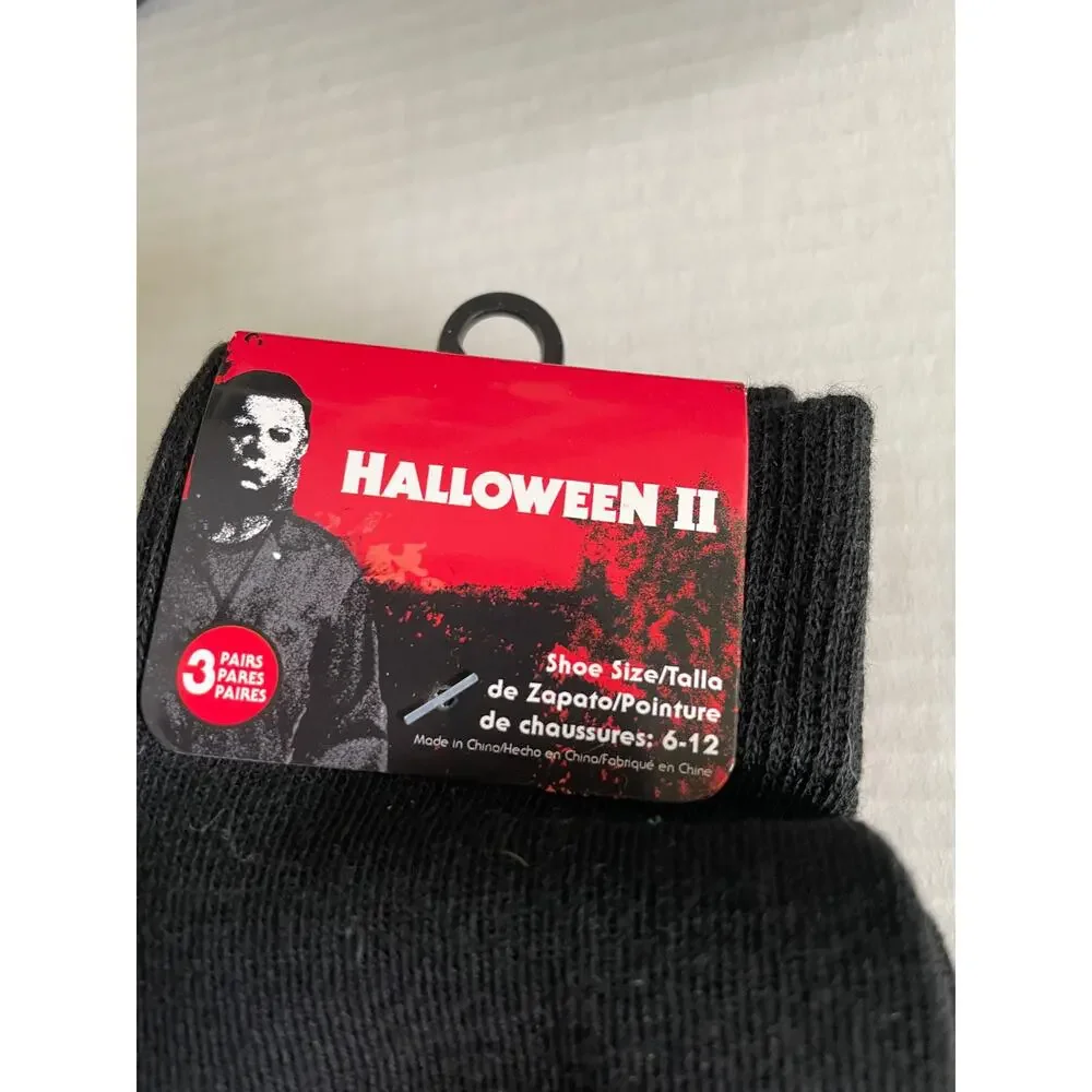 3 PAIR HORROR MOVIE HALLOWEEN II HALLOWEEN SOCKS NEW